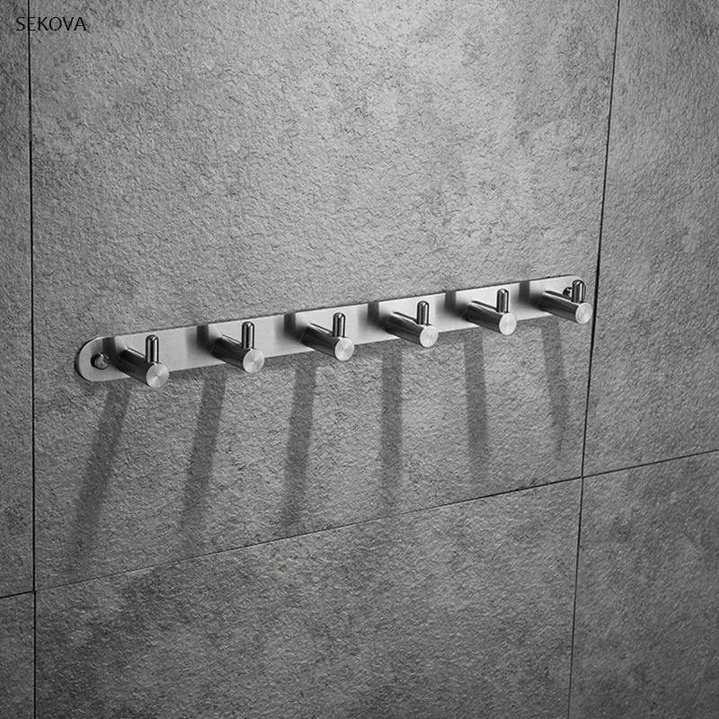 Wall Mounted 304 Stainless Steel Bathroom Coat Robe Hat Towel Hanger Rack Hook