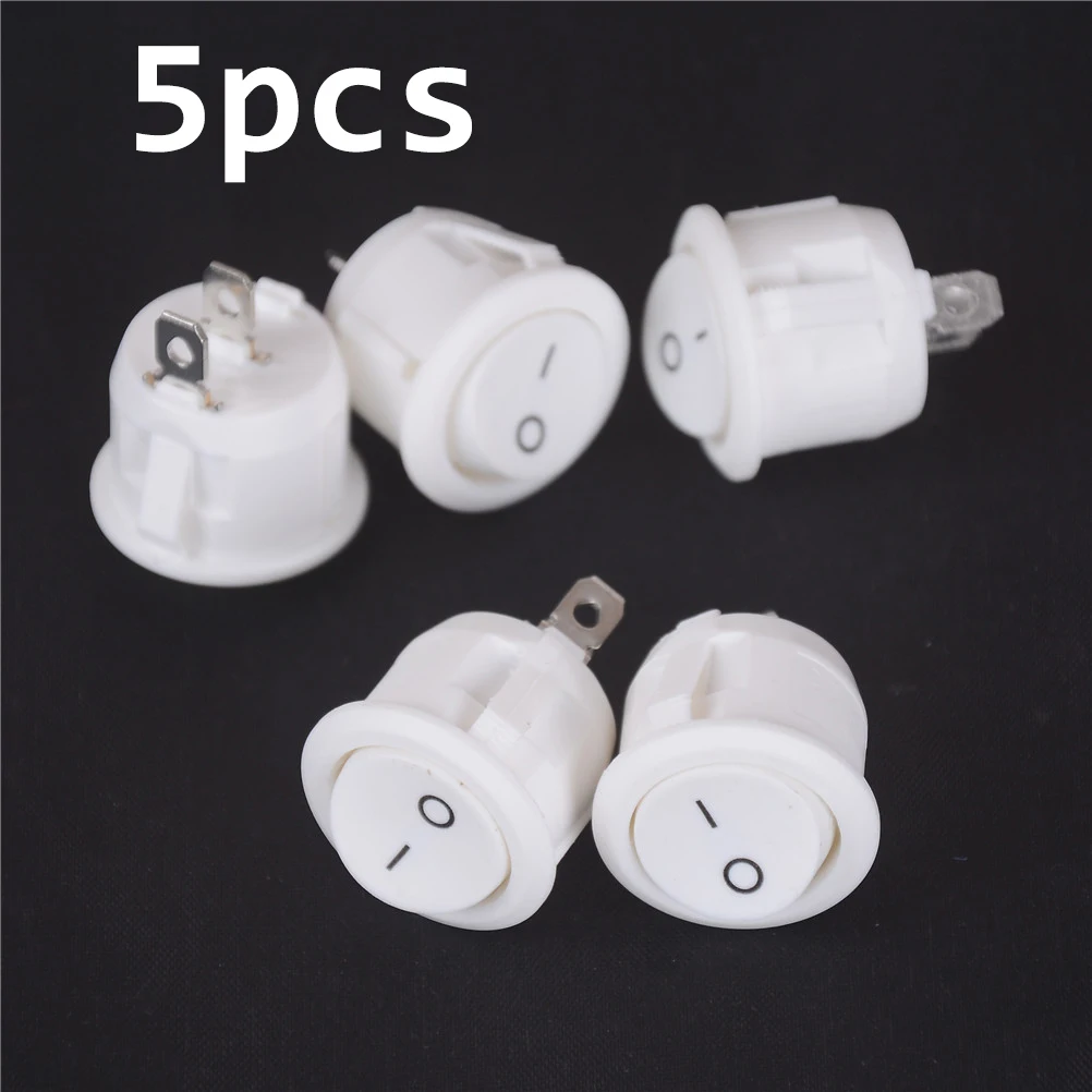 

5PCS Mini Small Round Boat Rocker Switches Round White 2 Pin ON-OFF Rocker Switch 23mm