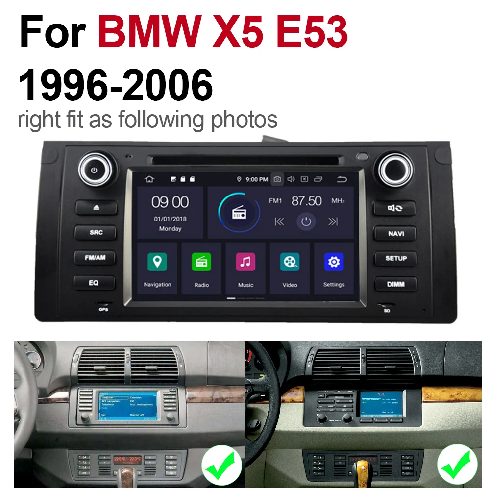 Best 7" Android Car Multimedia player 2 Din WIFI GPS Navigation Autoradio For BMW X5 E53 1999~2006 touch screen Bluetooth 5