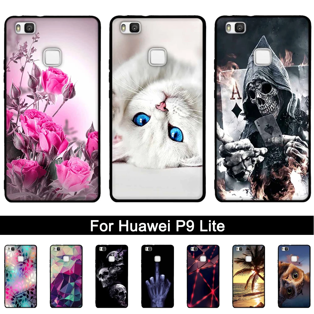 Модный чехол из ТПУ для Huawei P9/G9 Lite задняя крышка телефона с изображением кота