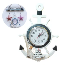 Морские винтажные маленькие настенные часы деревянные часы в средиземноморском стиле ретро часы с морским якорем подарок домашний декор настольные украшения