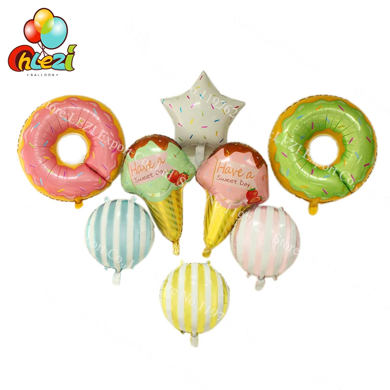 8 шт конфетный пончик мороженое тема гелиевые фольгированные шары звезда круглые шары Детские принадлежности для украшения свадебной вечеринки детские игрушки