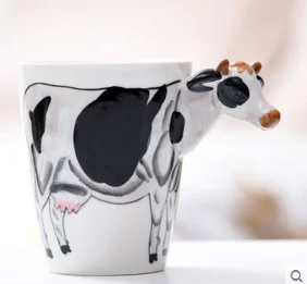 3D Животные Жираф Форма ручная роспись керамические кофейные кружки молоко чай чашки милый мультфильм слон Дельфин Пингвин Sika олень чашки подарок - Цвет: color 7