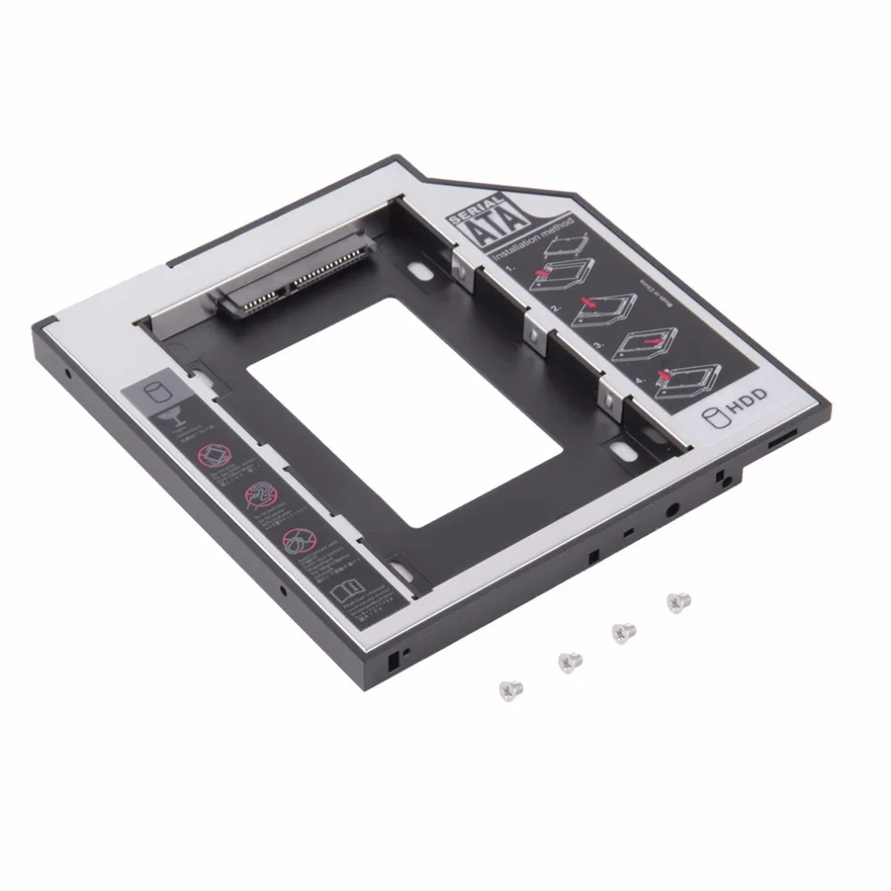 

2nd HDD Caddy 9.5mm SATA 3.0 2.5" SSD HDD Case Hard Disk Drive Enclosure ODD Optical Bay Aluminum+ Plastic Universal for DVD-ROM