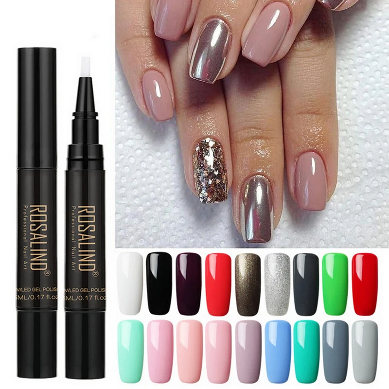 

ROSALIND 5ML Nail Polish Soak-off UV LED Gel Polish Nails Art Pen Multiple Colour Gels Painting Gel Varnishes Manicure Top Base