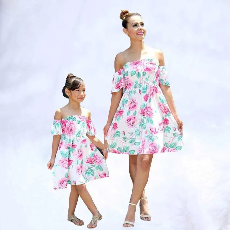 

2019 Matching outfits mommy and me clothes kids dresses for girls floral fashion mama casual bestfriend baby girl clothing