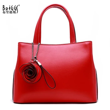 

BRIGGS Genuine Leather Women Shoulder Bag Cow Leather Fashion Flowers Crossbody Bag Women Famous Brand Designer Ladies Hand Bags