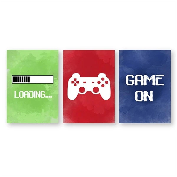 Video Game Wall Art Canvas Posters Prints Gaming Room Decor, Video Game Party Art Painting Pictures Boys Room Wall Decoration - Цвет: PH168616871688