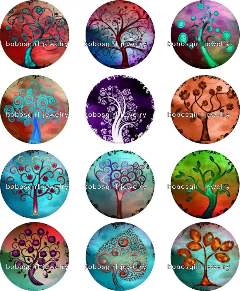 

tree of Life snap button Jewelry photo Round cabochon flat back Gl249