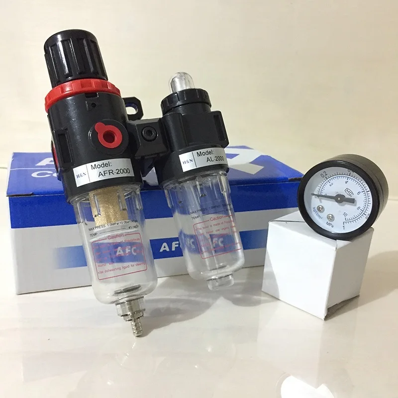 AFC-2000 Air Filter Regulator Compressor & Pressure reducing valve & Oil water separation+ Gauge Outfit+ Quick connector AFC2000