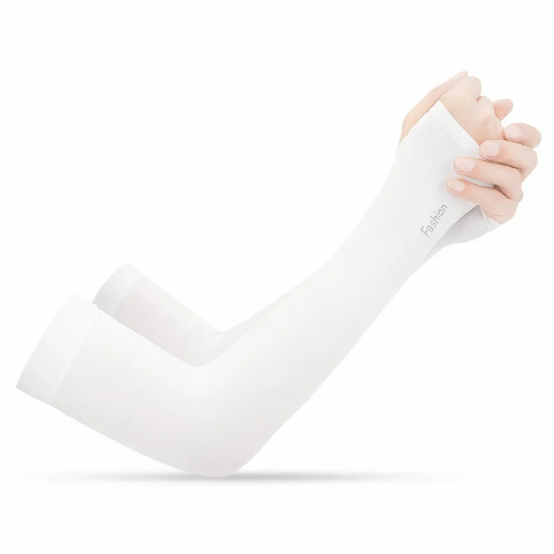 Дышащая быстросохнущая Защита от солнца УФ рукав для рук для спорта на открытом воздухе лед шелк солнцезащитный крем длинные перчатки уличная белая рука грелка - Цвет: White Finger