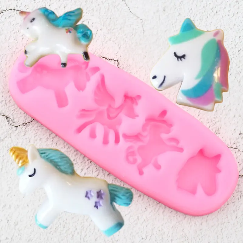 

3D Unicorn Silicone Molds Cupcake Topper Fondant Mold DIY Party Cake Decorating Tools Polymer Clay Soap Candy Chocolate Moulds