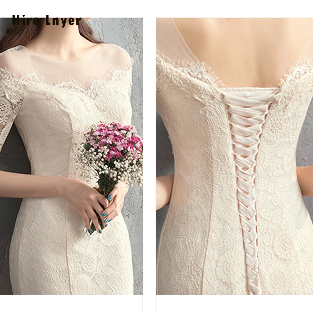 Vestido Noiva Sereia новое поступление с коротким рукавом Кружева Русалка Свадебные платья Chins Интернет-магазин свадебные платья Abiti Da Sposa