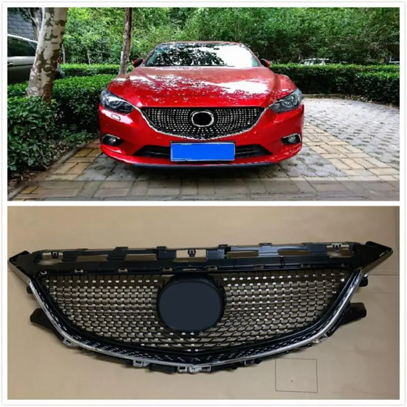 

MODIFIED DIAMOND FRONT RACING GRILLE GRILLS ABS BUMPER MESH MASK TRIMS COVER FIT FOR MAZDA 6 ATENZA 2014-2016 GRILL CAR STYLING