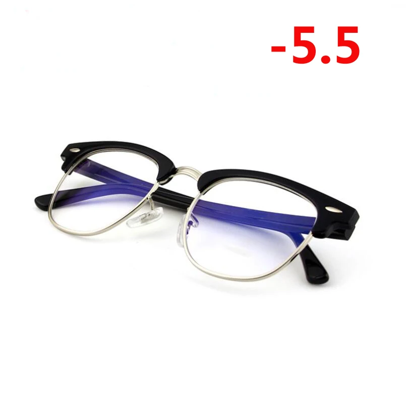 Myopia 550 0,5-1,0-1,5-2,0 до-6,0 заклепки готовая близорукость очки женские половина оправы очки 1,56 индекс преломления ретро оптические очки - Цвет оправы: Myopia 550