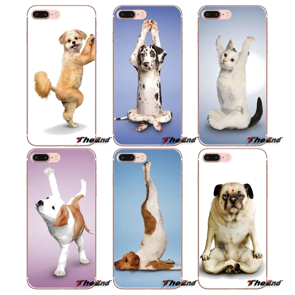 Мягкий чехол для мобильного телефона Yoga Cats dogs Apple iPhone X 4 4S 5 5S SE 5C 6 6S 7 8 Plus 6Plus 7plus plus