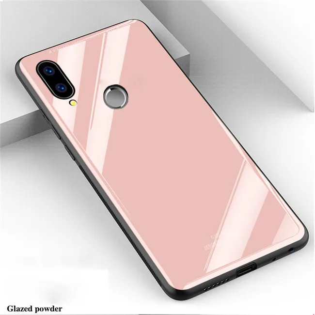Y9 чехол для huawei наслаждаться 9 Plus однотонный деловой Стекло+ TPU ультра тонкий чехол для телефона для huawei Nova 4 Coque - Цвет: pink