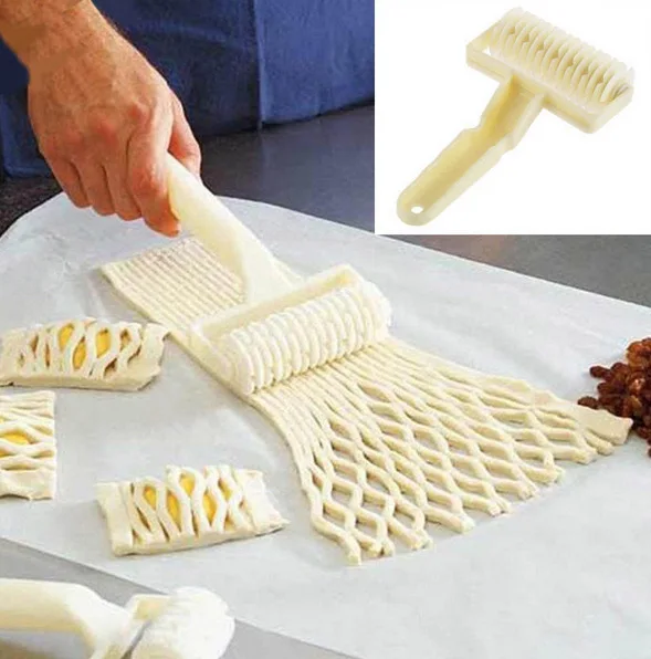 

Pie Pizza Cookie Cutter Pastry Plastic Baking Tools Bakeware Embossing Dough Roller Lattice Cutter Kitchen Tools Gadgets