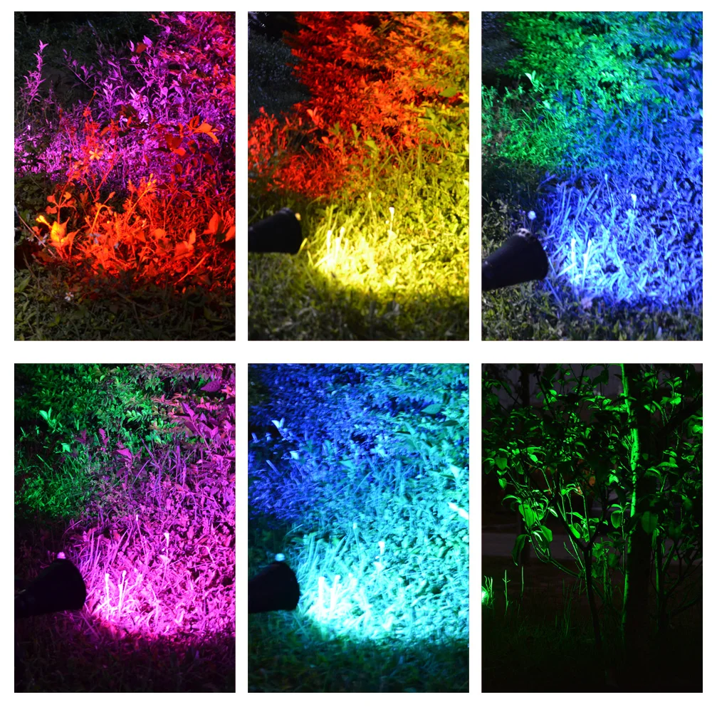 t sun 7 led auto color changing solar spotlight outdoor lighting