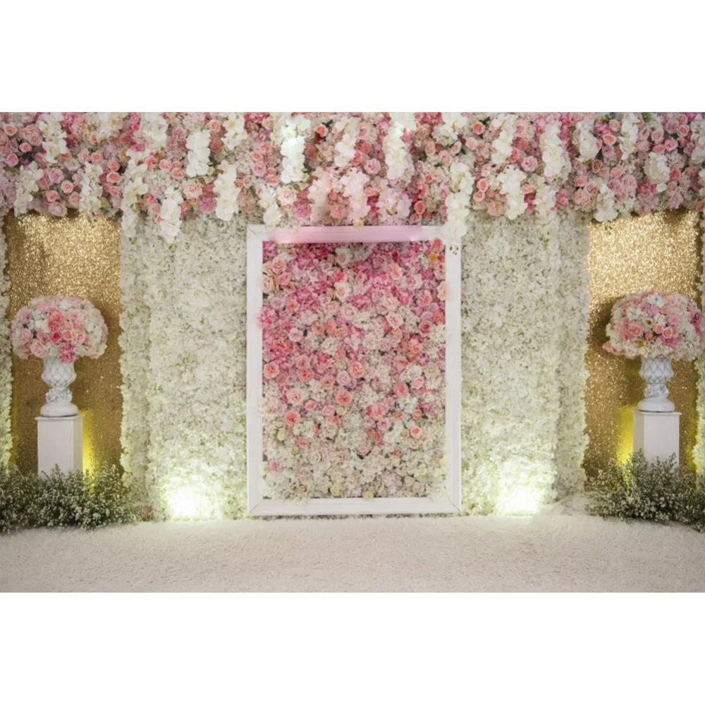 Laeacco Свадебные цветы фоны розовая роза стена Свадебный сценический фон с кисточками для портретной фотографии фотосессия Фотостудия