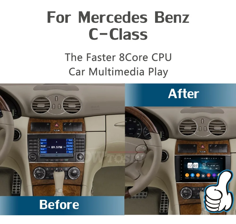 Cheap 8" IPS 8 Core 4GB RAM+64GB ROM Android 9.0 Car Radio Player GPS For Mercedes-Benz W203 CLC W467 DSP CarPlay Parrot BT Adas 2