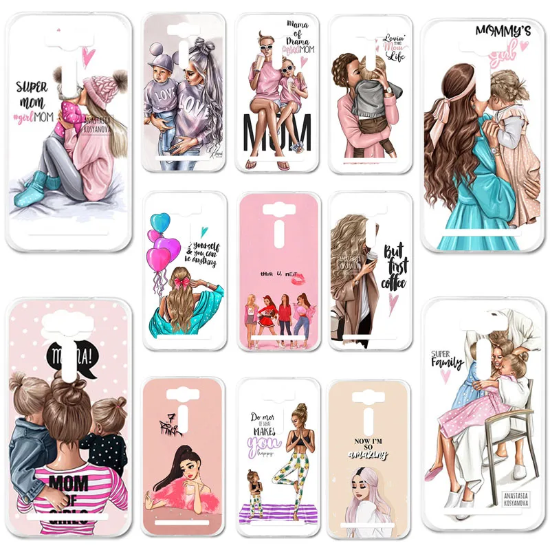 

Uppbo Phone Cases Black Brown Hair Baby Mom Girl Queen Soft TPU Case For Asus Zenfone 5 ASUS_T00J A501CG A500CG A500KL 5.0 inch