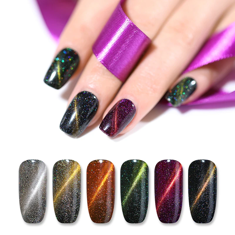 UR SUGAR Holographic Glitter 3D Cat Eye Nail Gel Polish Laser