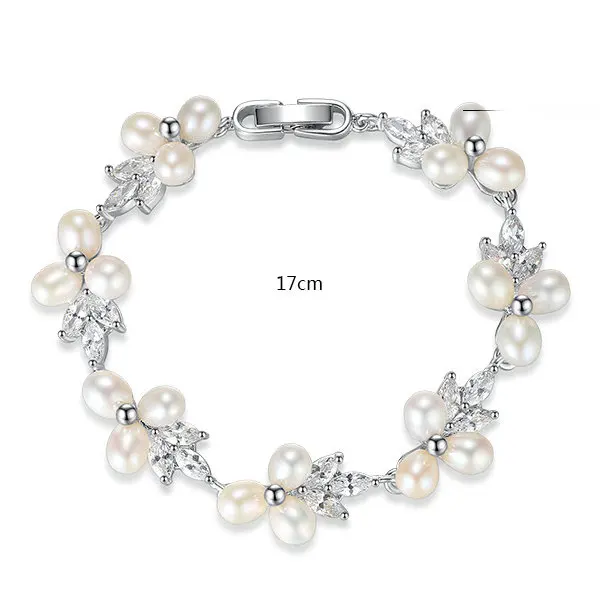 casamento flor pulseiras de pérolas naturais pulseiras senhora