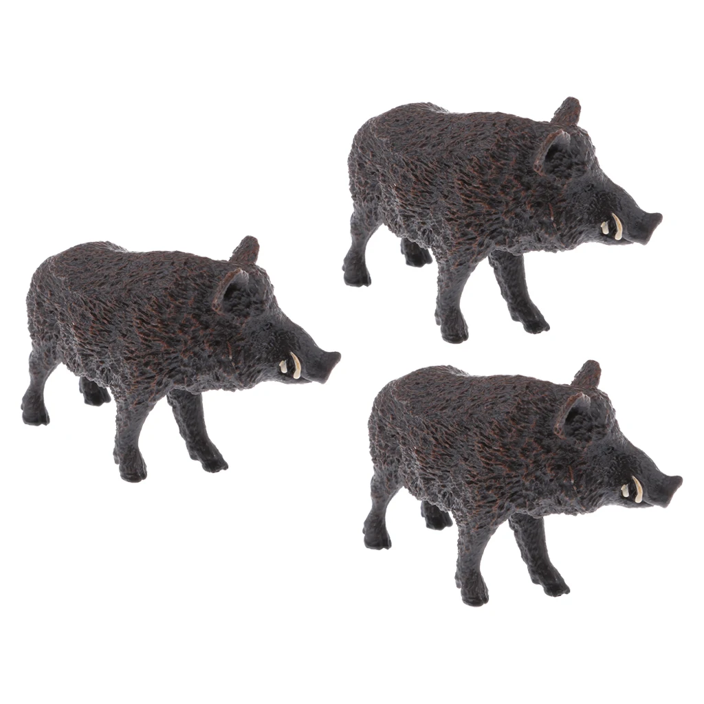 3 pcs Realistic Boar PVC Wild Animal Model Figurine Action Figures Play Set Kids Children Educational Toy Home Desk Ornament