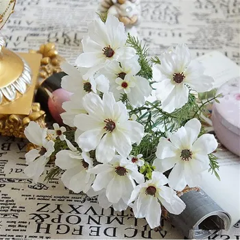 

Fake Cosmos Bunch (12 stems/piece) Artificial Flowers Chrysanthemum with Grass for DIY Bridal Bouquet Home Wedding Decor