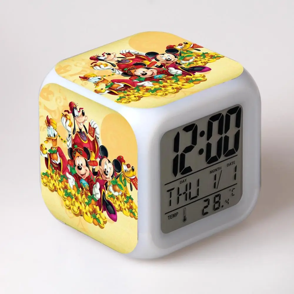 Новинка, будильник с Микки Маусом, reloj despertador, детский мультяшный Ночной светильник, светодиодные цифровые часы, электронные настольные часы