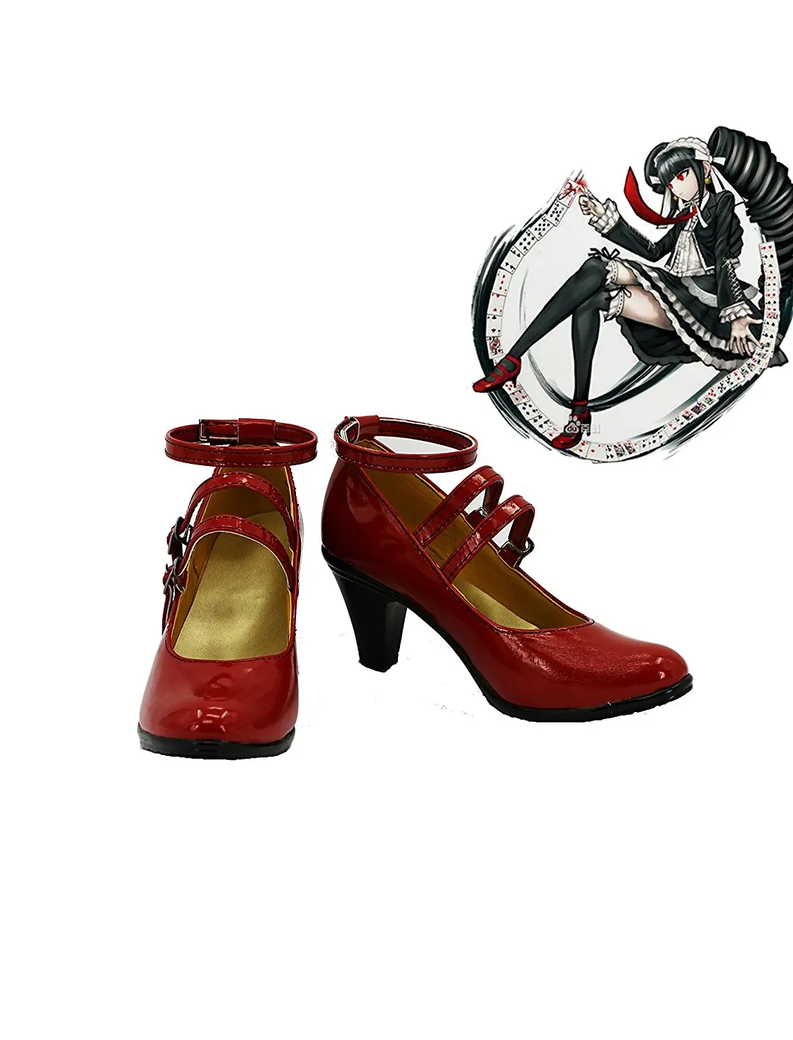 

Game Danganronpa Celestia Ludenberg Cosplay Shoes Boots Red High Heel Custom Made