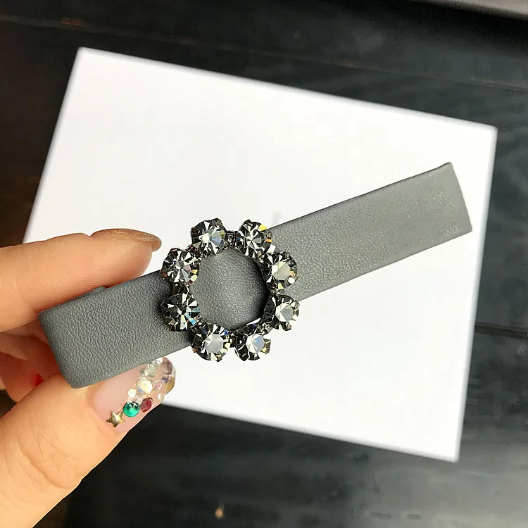 

Simple Temperament Crystal Rhinestone Hairpins Hair Pin Clip Leather Headpiece Statement Jewelry Girls Women Accessories Gifts