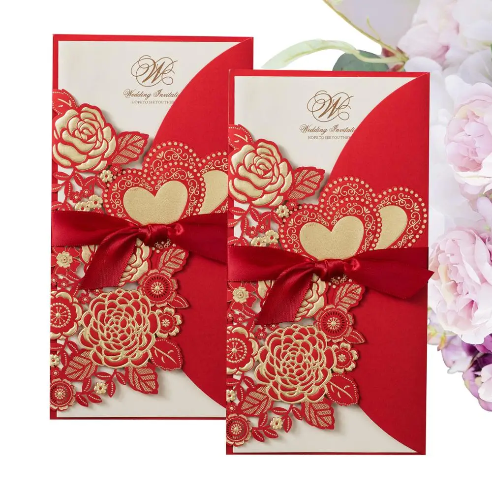 Wholesales One Pack (25 Sets) Laser cut Wedding Invitations with rsvp Cards Kit and Envelopes For p - 33037691059