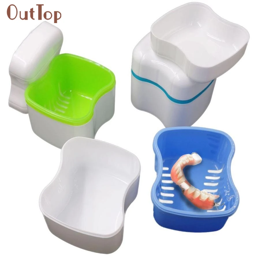 New Denture Bath Box Case Dental False Teeth Storage Container Rinsing