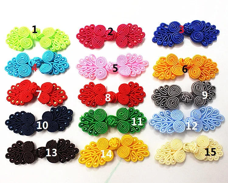 100PAIR Beaded Chinese Closure Frog Buttons Knot Fastener Sewing