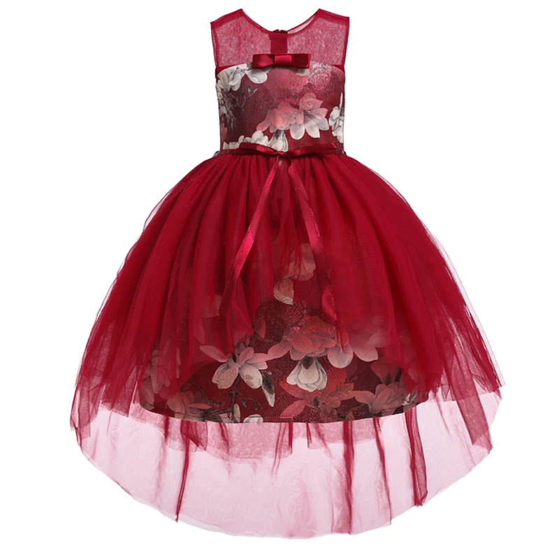 Весенние вечерние костюмы с принтом для девочек на свадьбу Детские платья для девочек детская одежда элегантное платье принцессы для детей 12-10 лет
