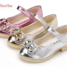 Детские блестящие сандалии принцессы; Новинка; детская обувь принцессы для девочек; модельные туфли на квадратном каблуке; обувь для вечеринок; цвет розовый, серебристый, золотистый; большие размеры