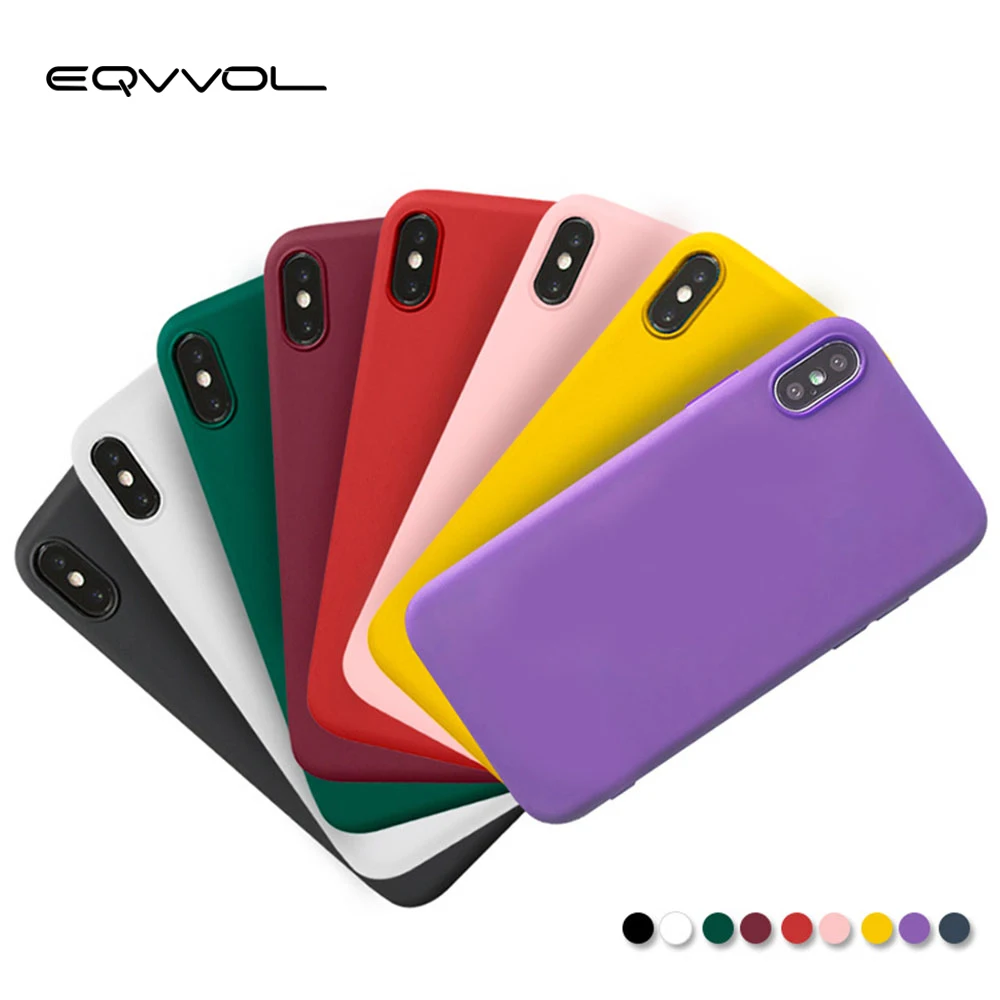 

EQVVOL Solid Color Matte Phone Case For iphone X XS Max XR 8 7 6 6S Plus Shockproof Candy Colors Back Cover For Apple 9 10 Coque