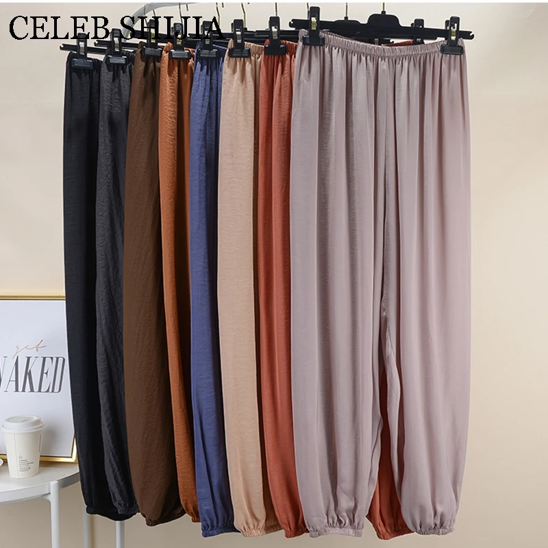 

New arrived Woman pants elastic waist Loose blue black casual ankle-length spring autumn trousers woman