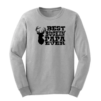 

Loo Show Mens Best Buckin' Papa Ever Long Sleeve Adult T-Shirts Casual Men Tee