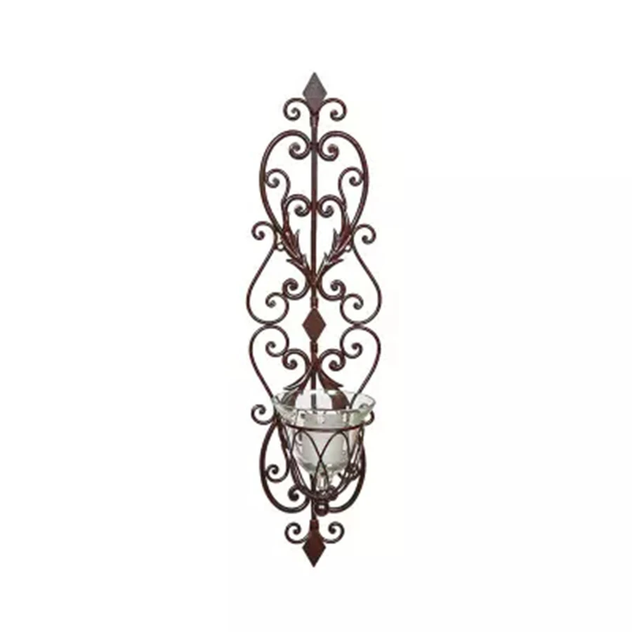 

European Metal Classical Wall Hanging Candlestick Romantic Candle Holder Stand Wedding Center Candlestick Candlelight DinnerA92
