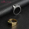 High Quality Fashion Brand Women Rings Gold/Silver Color Stainless Steel Ring Black Large Rectangle Stone Men's Rings Accessory ► Photo 1/6
