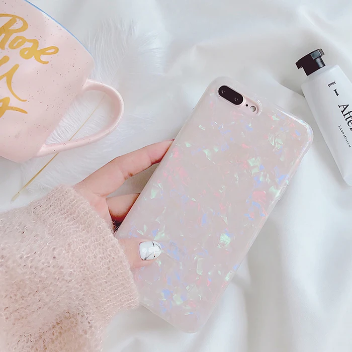 

Fashion Simple Bling Shell Pattern Phone Cover Case For Iphone X Xs Max Xr 10 8 7 6 6s Plus Luxury Soft Silicone Coque Fundas