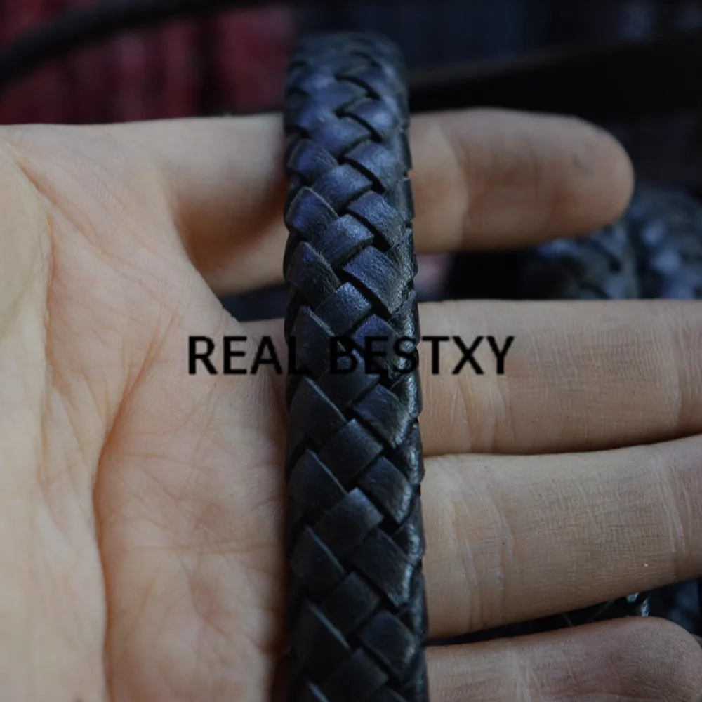 Настоящий BESTXY 5 м/лот 12*6,2 м черный плоский плетеный шнур из натуральной кожи для ожерелья браслет веревка нить кружевные украшения Изготовление DIY