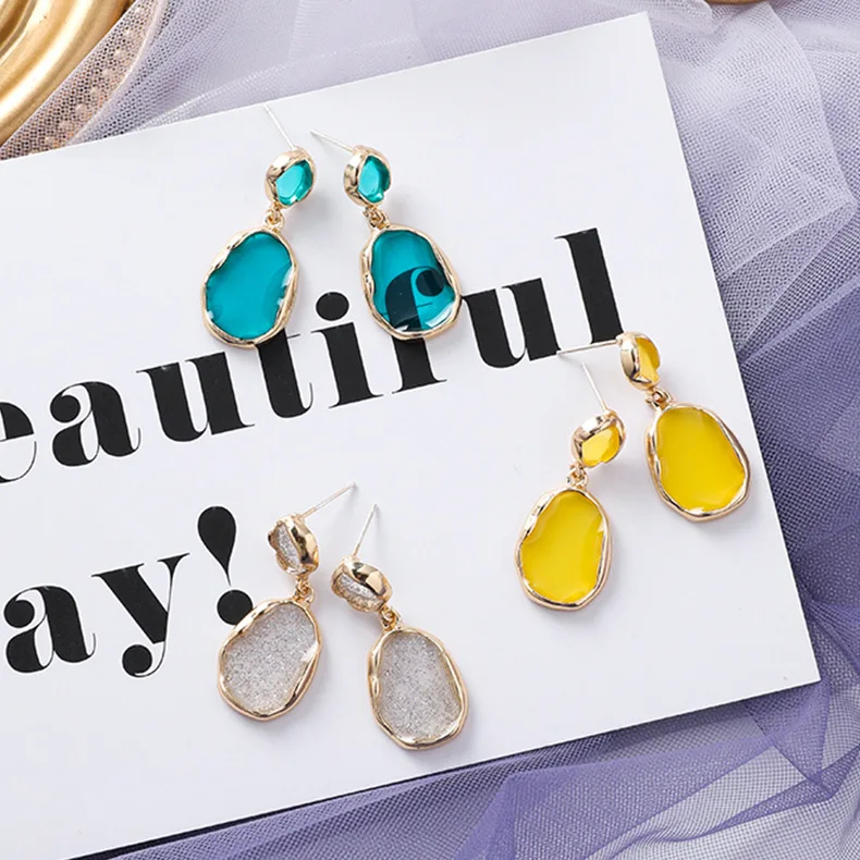 

Korean New Design Fashion Modern Jewelry Imitation Acrylic Transparent Drop Earrings Color Personality Simple Earrings for women