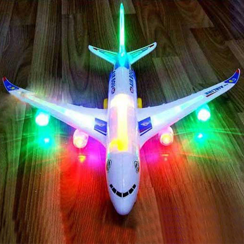 Original box ! Funny Electric Airplane Child Toys Moving Flashing Lights Sounds Kids Toy DIY