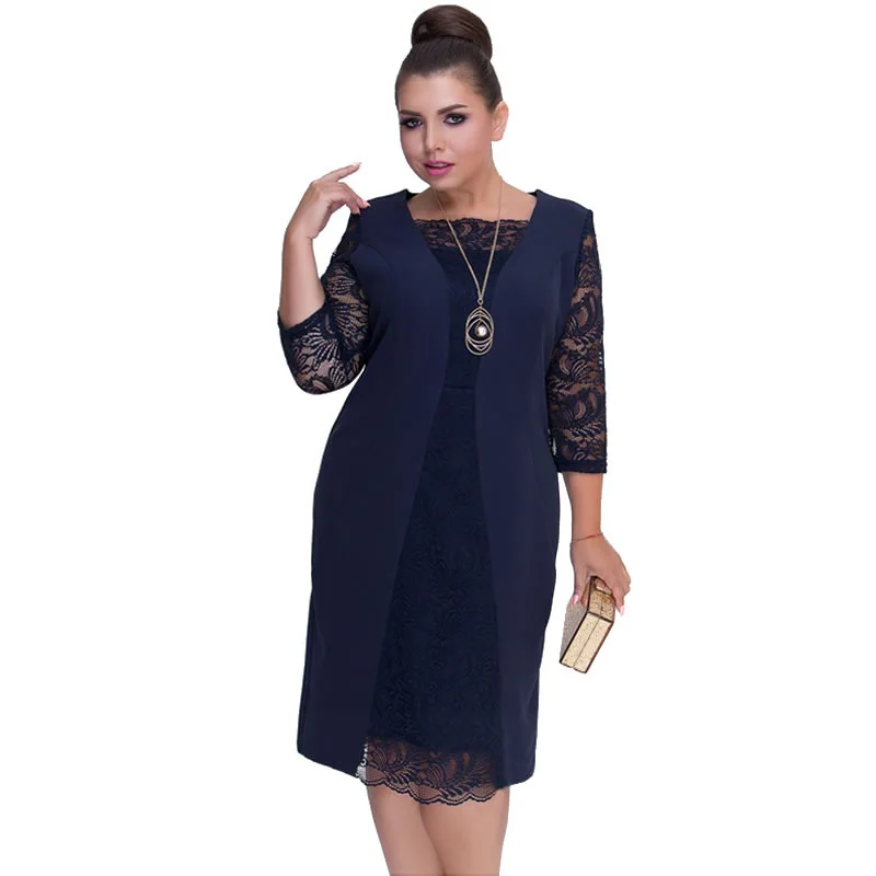 

L-6XL Large Size 2019 Spring Dress Big Size Elegance Long sleeves Lace Dress Women Dresses Plus Size Women Clothing Vestidos