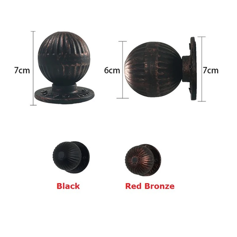 

Round Ball Vintage Iron Wooden Door Knob Pull Handle Entry Gate Garden
