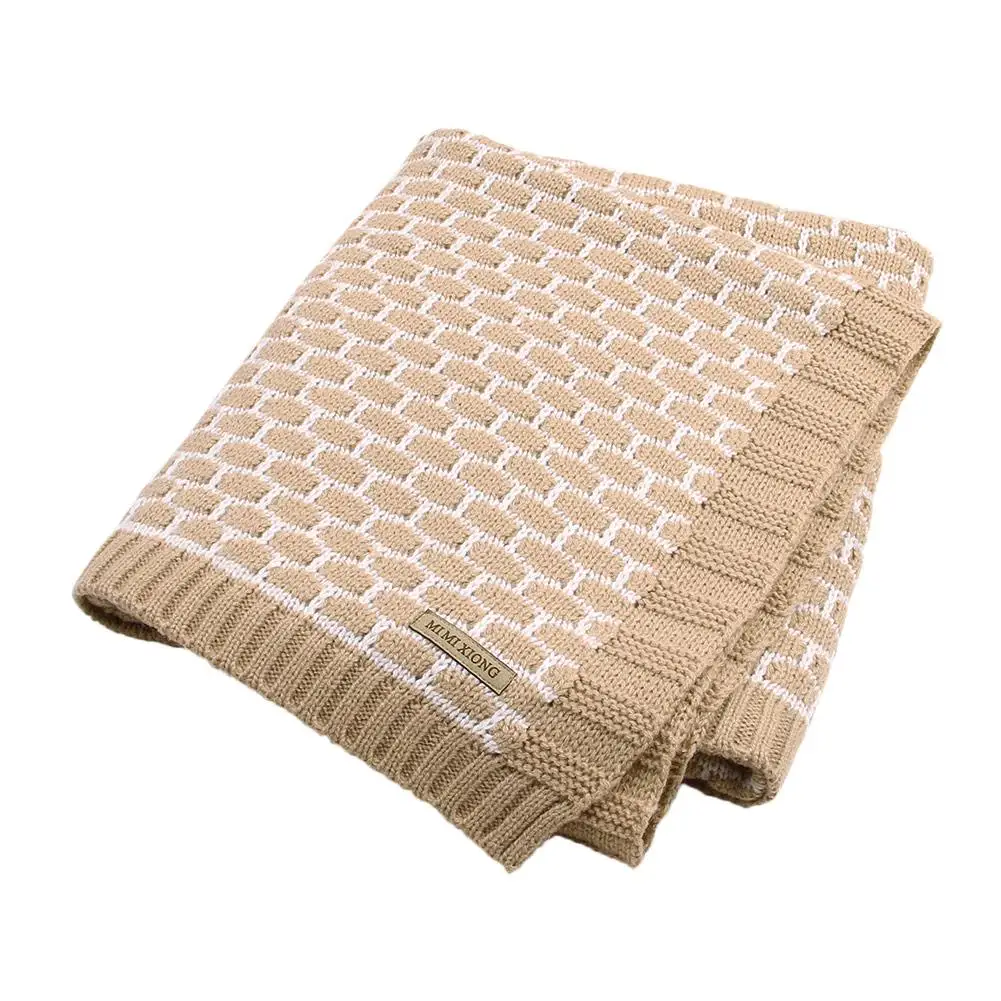 

Children's Knit Blanket Cover Soft Blankets Decorative Throws Children Bedroom Soft Infant Cotton Crochet Newborn Pure Color